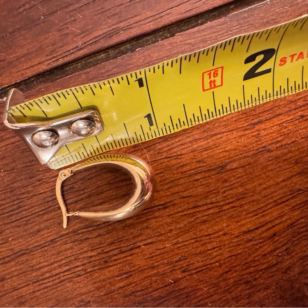 Solid 14k gold teardrop hoops - Picture 7 of 12